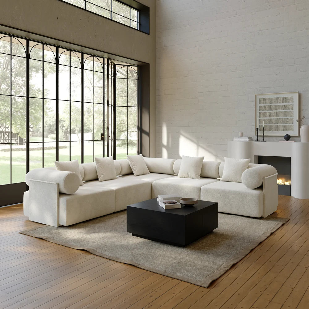 Japandi Velvet L-Shape Sectional Sofa