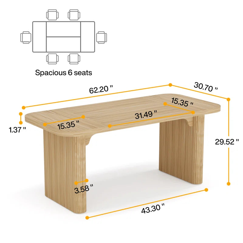 Japandi Rectangular Oak Dining Table