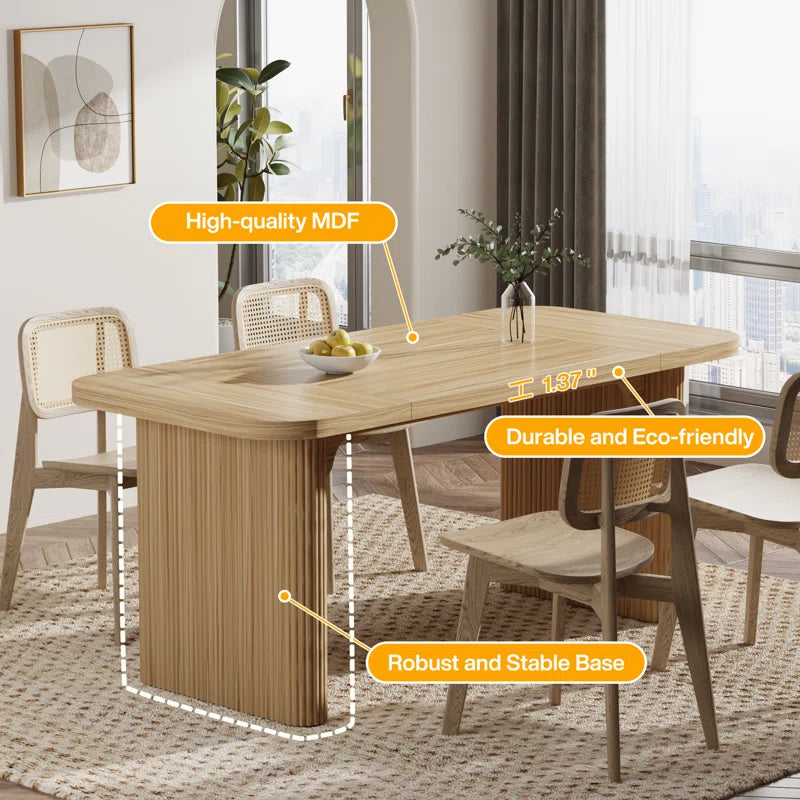 Japandi Rectangular Oak Dining Table