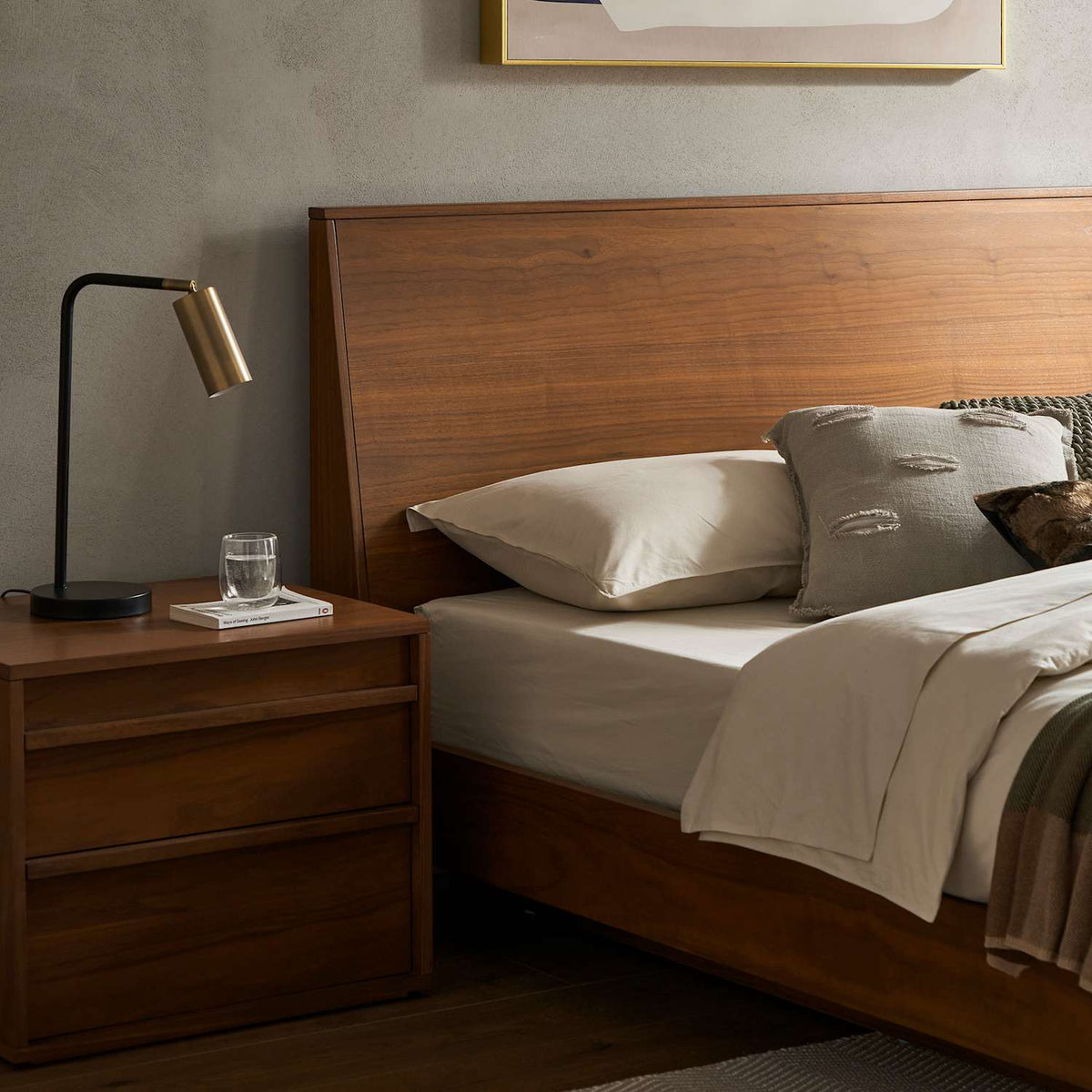 Joseph walnut headboard detail