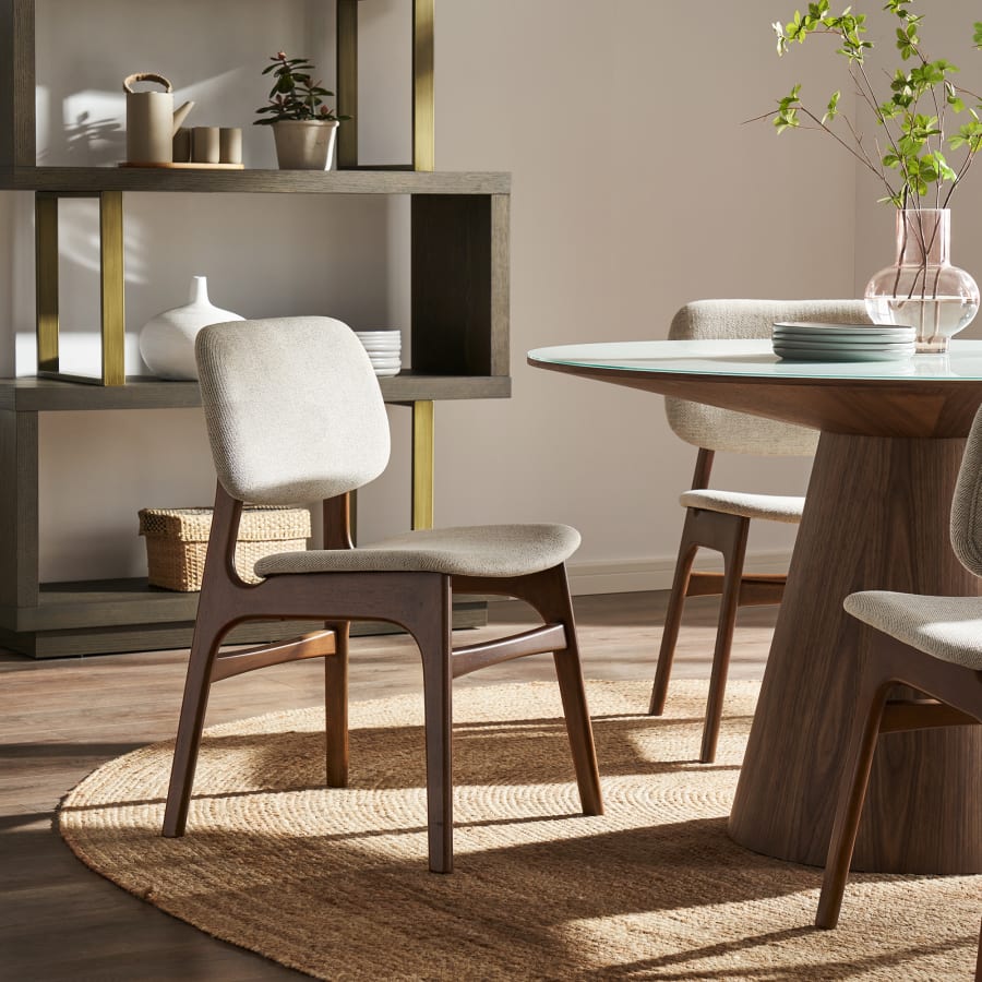 Japandi Wood and Fabric Chair