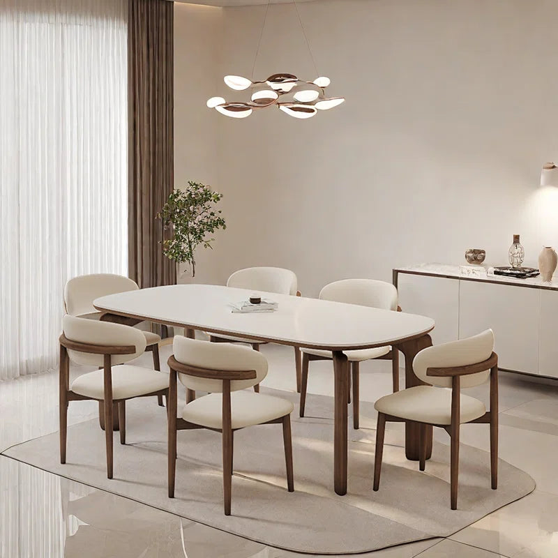Light Wood & Cream Fabric Japandi Dining Set – Shelisa