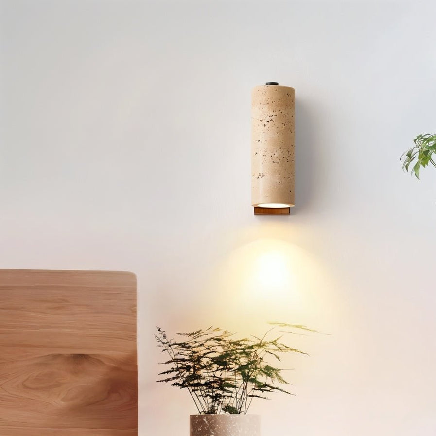 Japandi Travertine Wall Lamp With Arched Cut – Lurma