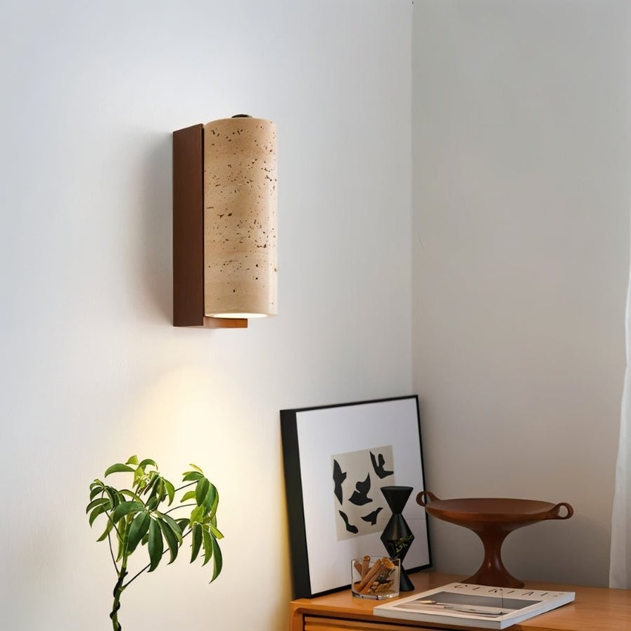 Japandi Travertine Wall Lamp With Arched Cut – Lurma