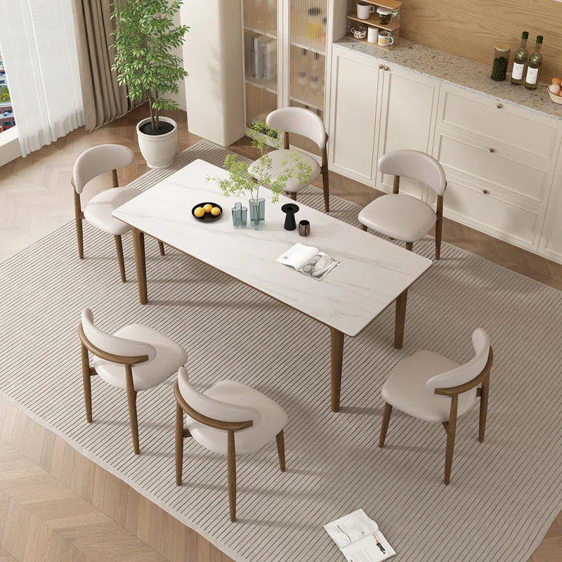Dark Walnut & Black Leather Japandi Dining Set – Mckylee