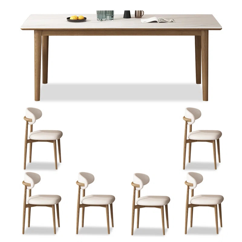 Dark Walnut & Black Leather Japandi Dining Set – Mckylee