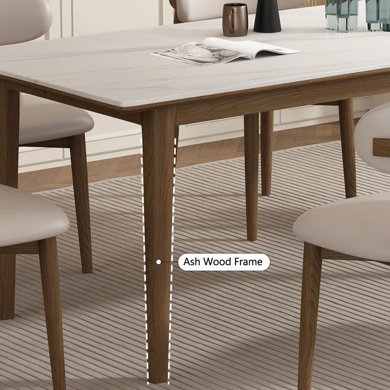 Dark Walnut & Black Leather Japandi Dining Set – Mckylee
