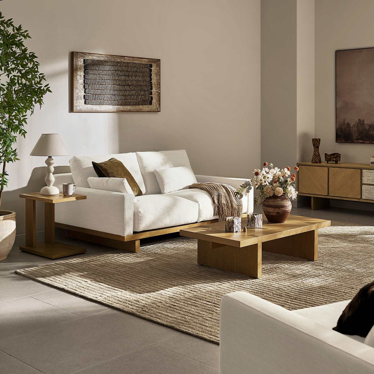 Japandi Low Sofa with Oak Base - Mori – view 4