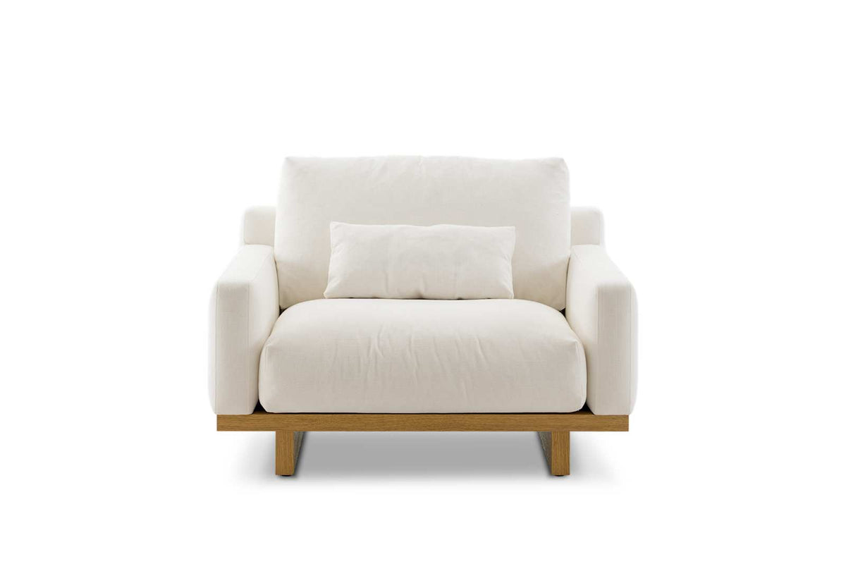Japandi Low Armchair with Oak Base - Mori