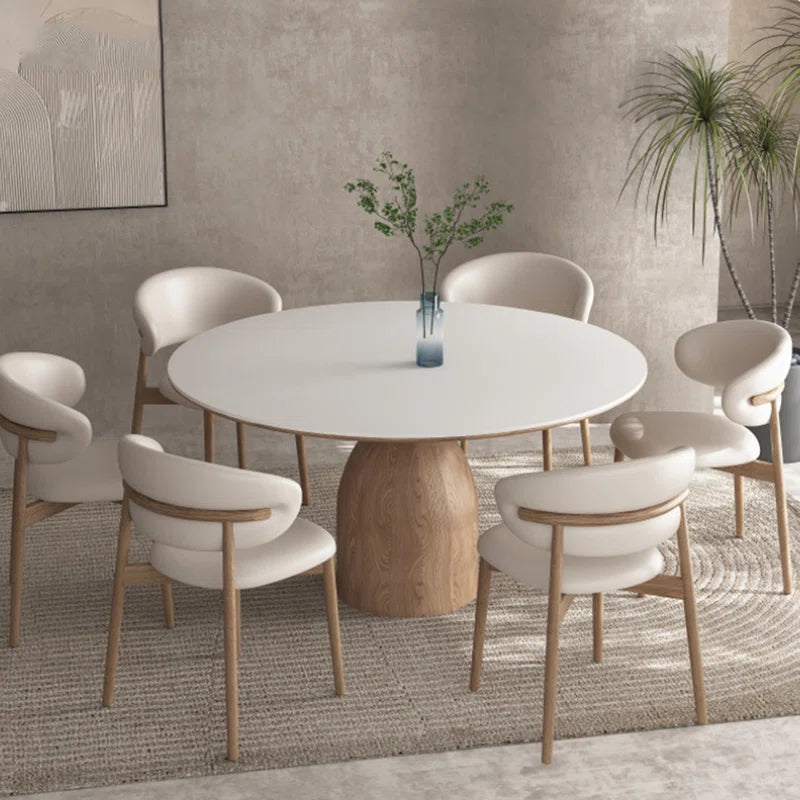 Natural Oak & Linen Seats Japandi Dining Set – Greyleigh