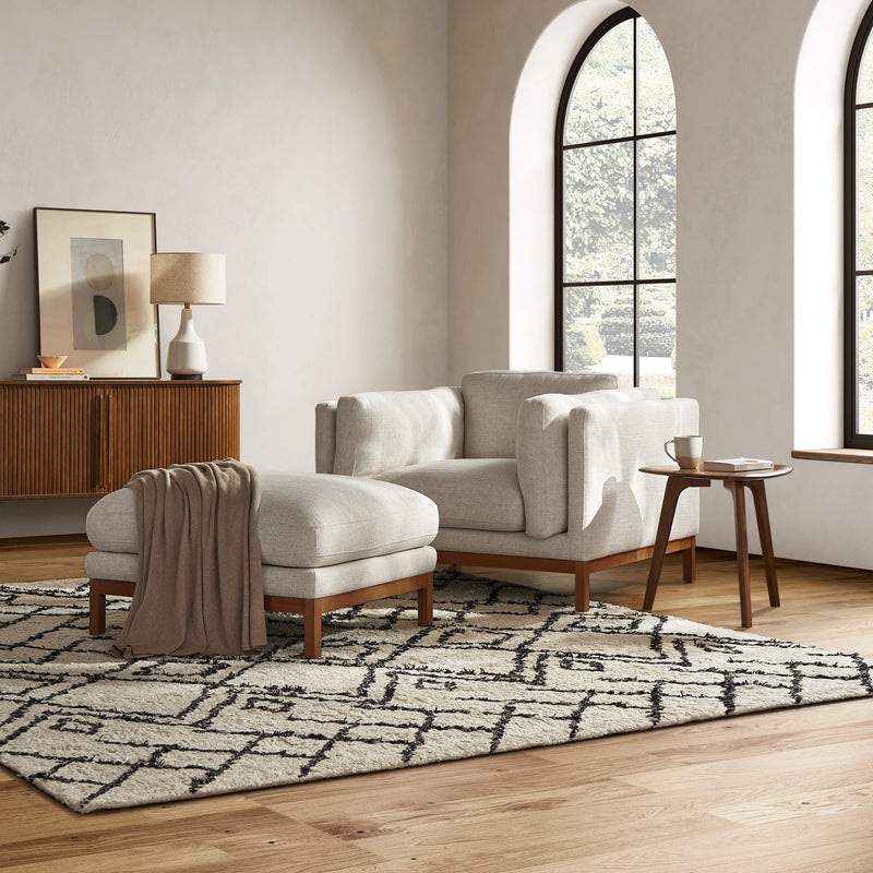 Japandi Fabric Ottoman