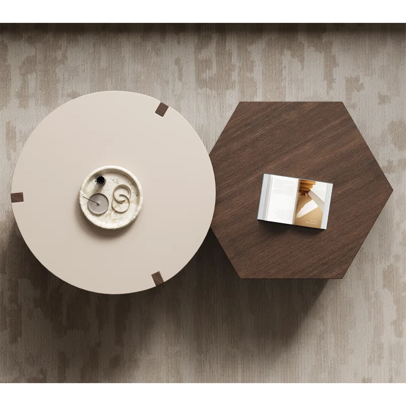 Wood Nesting Coffee Table with Drawer - Pompilie