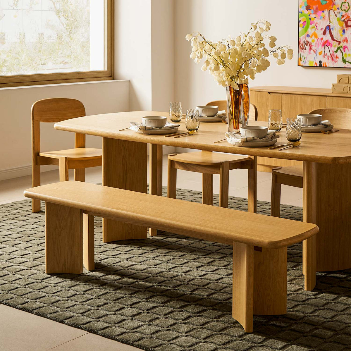 Posey bench in a room