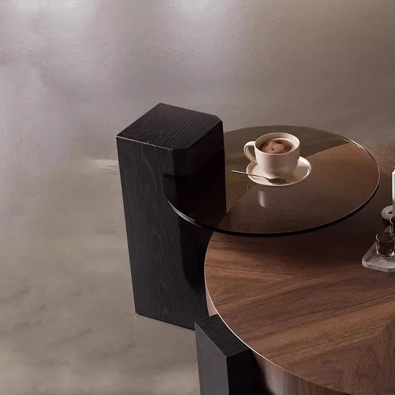 Japandi Modern Round Wood Coffee Table