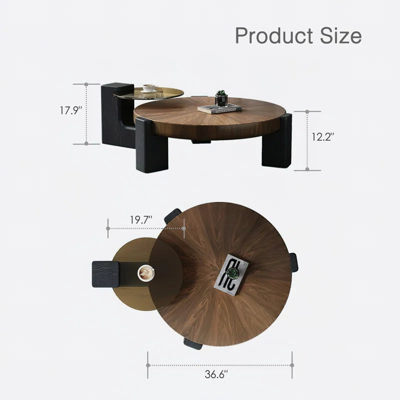 Japandi Modern Round Wood Coffee Table