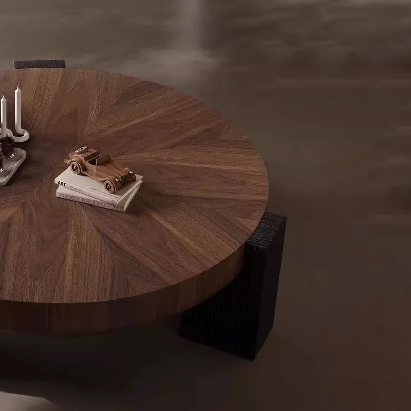 Japandi Modern Round Wood Coffee Table