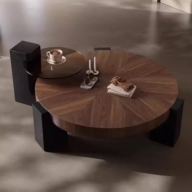 Japandi Modern Round Wood Coffee Table