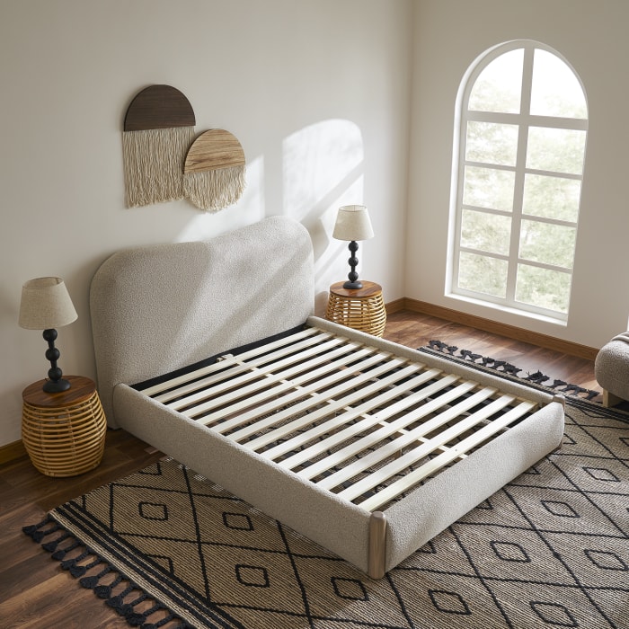 Japandi Bed with Curved Headboard