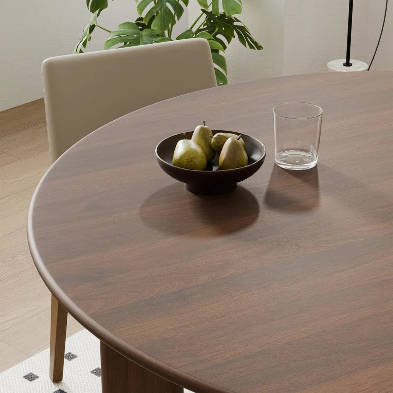 Round Wood Japandi Dining Table with Four Legs