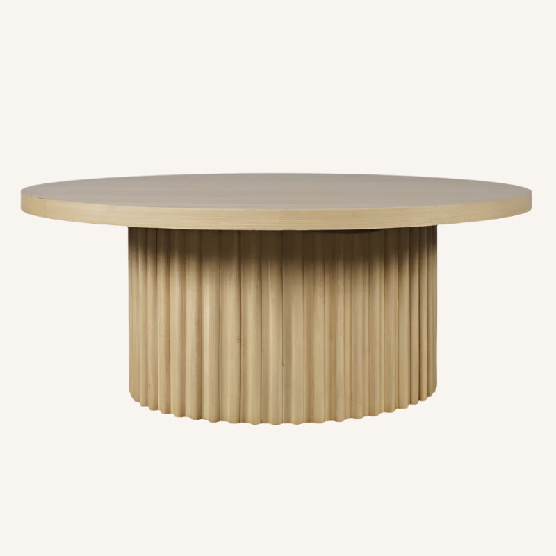 Japandi Fluted Pedestal Coffee Table - Auden