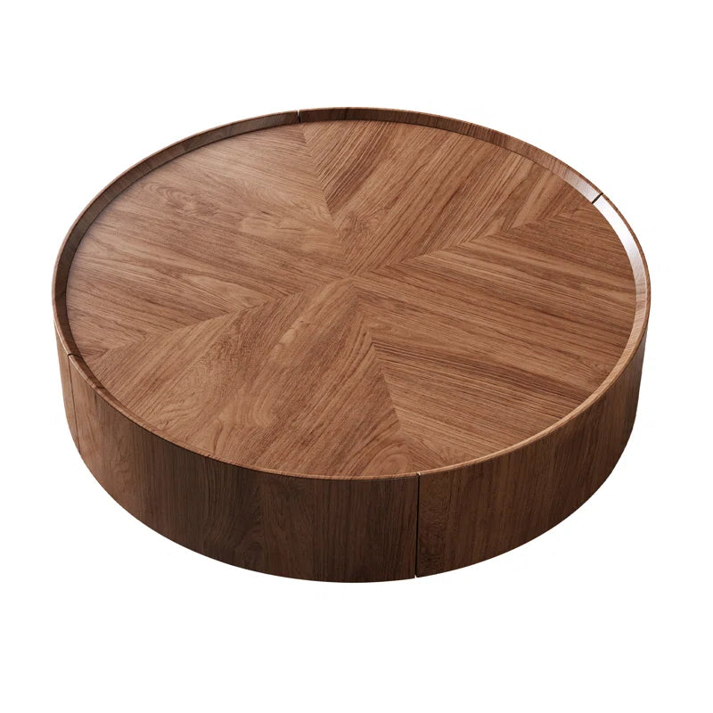 Round Japandi Coffee Table with Storage