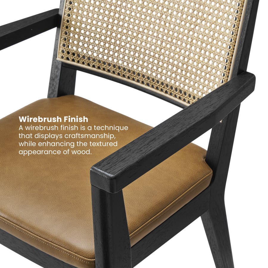 Japandi Cane and Leather Chair