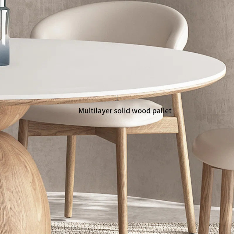 Natural Oak & Linen Seats Japandi Dining Set – Greyleigh