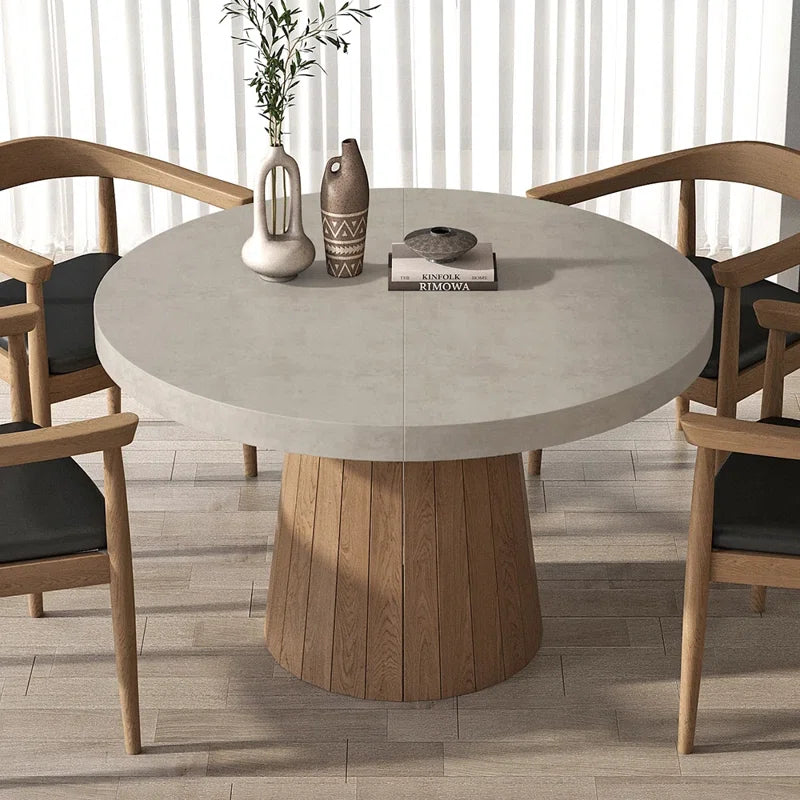 Whitewash Oval Extendable Japandi Dining Table – Seats 4-6