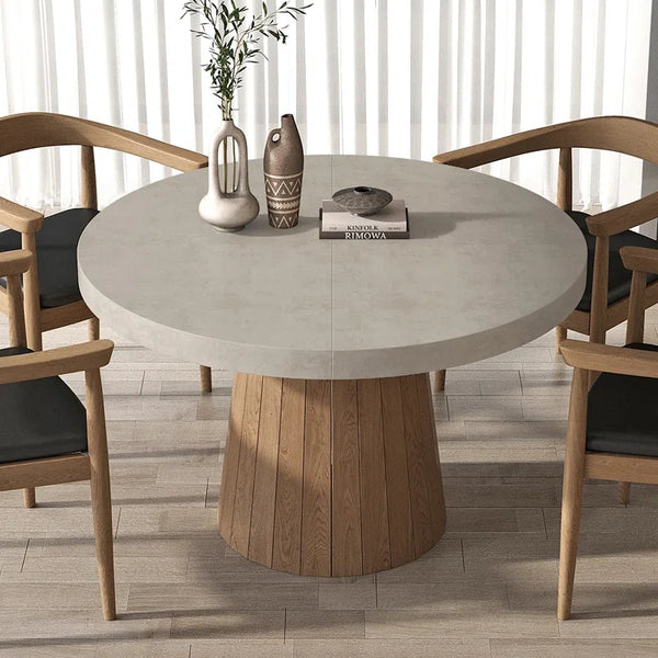 Whitewash Oval Extendable Japandi Dining Table – Seats 4-6