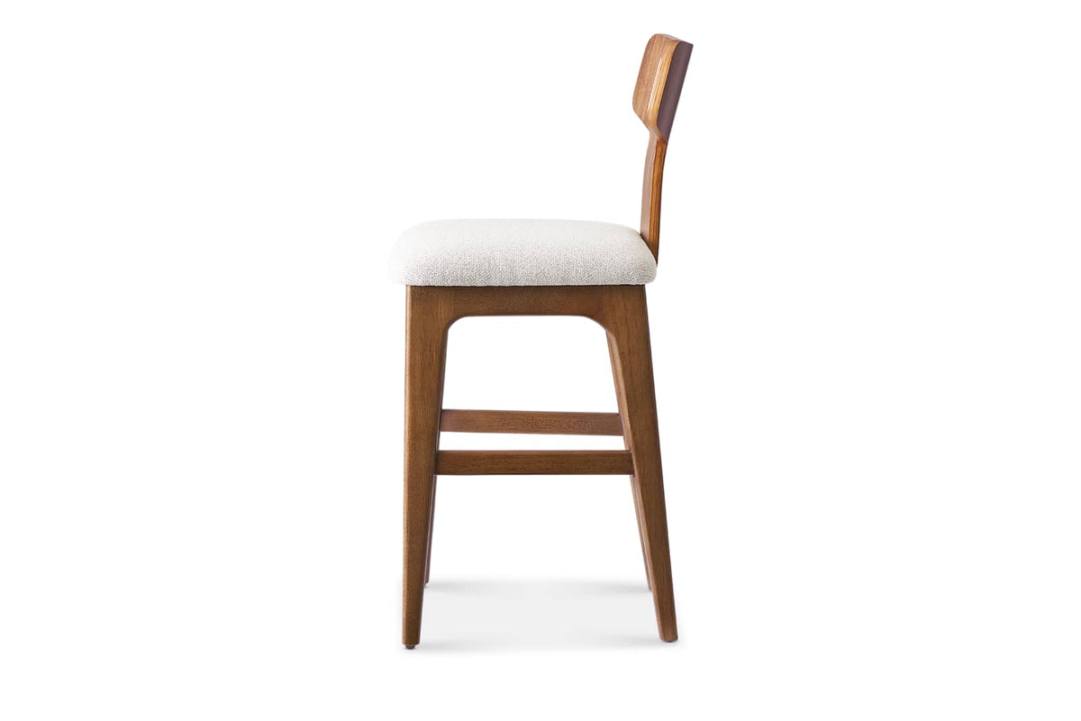 Japandi Walnut T-Back Counter Stool - Tavi – side