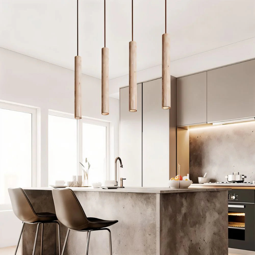 Japandi Sculpted Wood Pendant Light – Marus