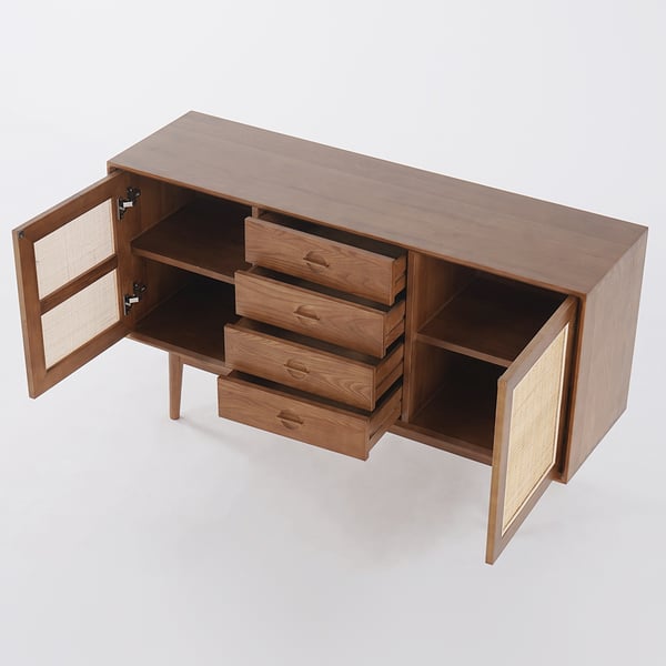 Japandi Wood & Rattan Sideboard