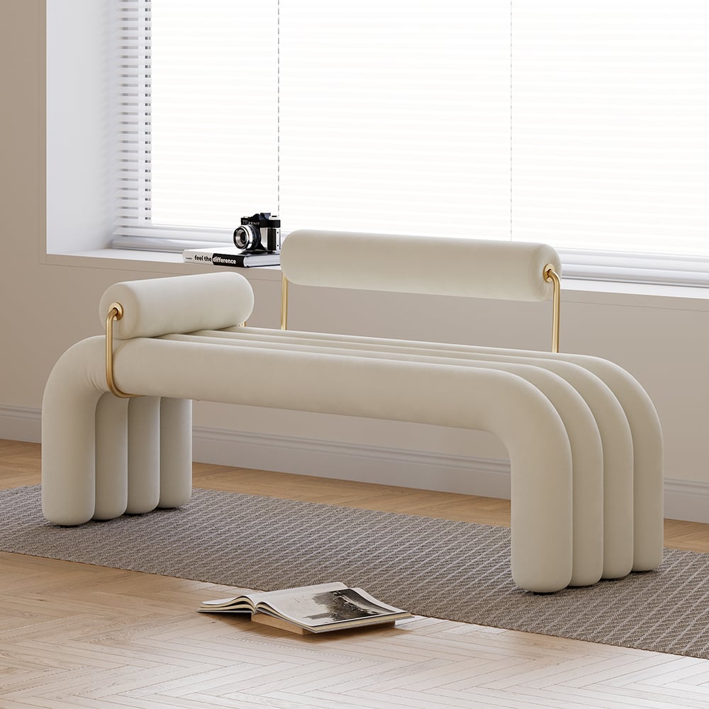 Japandi Modern Velvet Bench