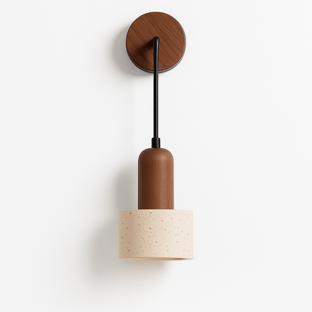 Japandi Slim Travertine Wall Lamp With Clean Edges – Aluria