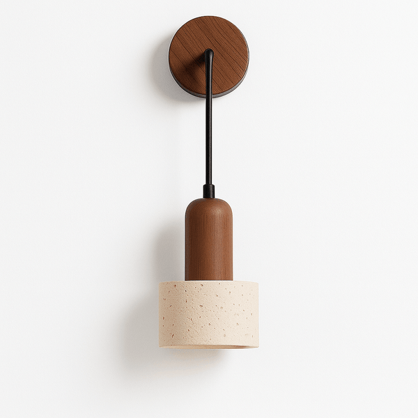 Japandi Slim Travertine Wall Lamp With Clean Edges – Aluria