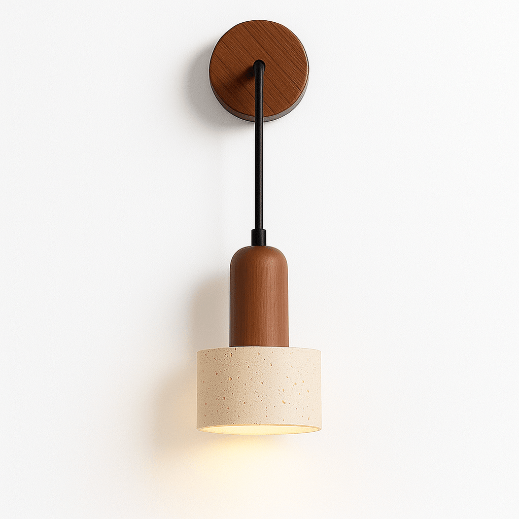 Japandi Slim Travertine Wall Lamp With Clean Edges – Aluria