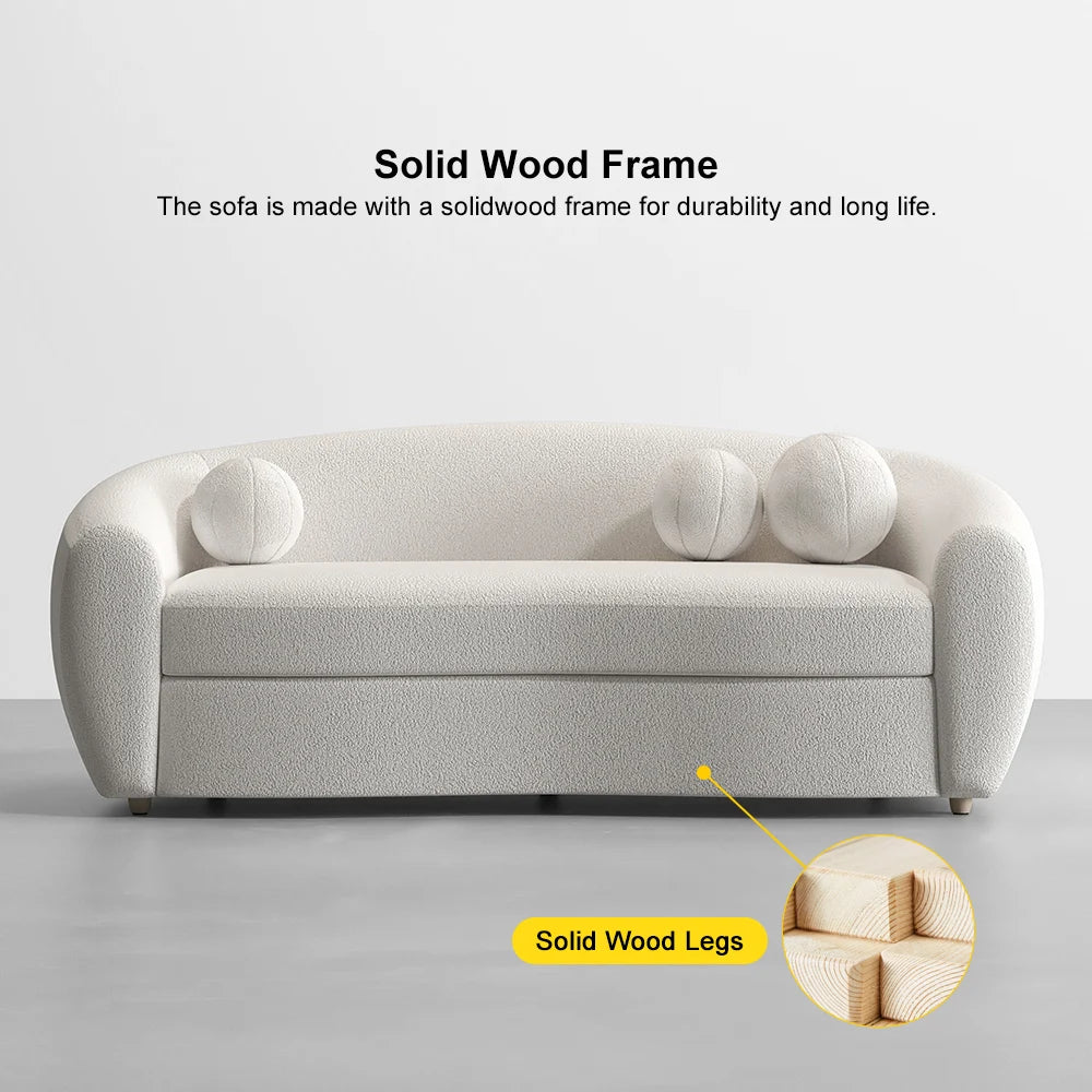 Japandi Teddy Velvet 3 Seaters Curved Sofa