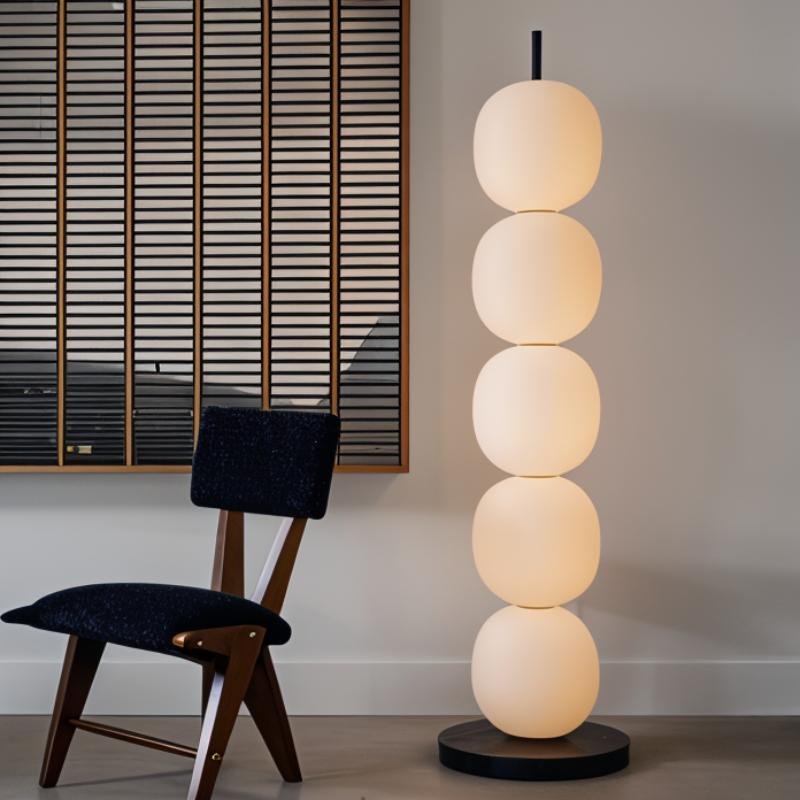 Japandi Textured Beaded Wood Floor Lamp – Beaded