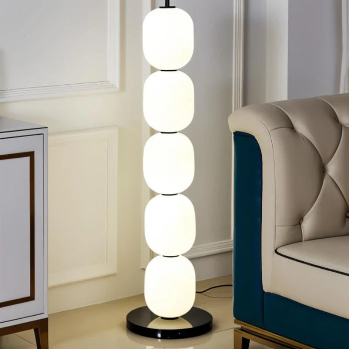 Japandi Textured Beaded Wood Floor Lamp – Beaded