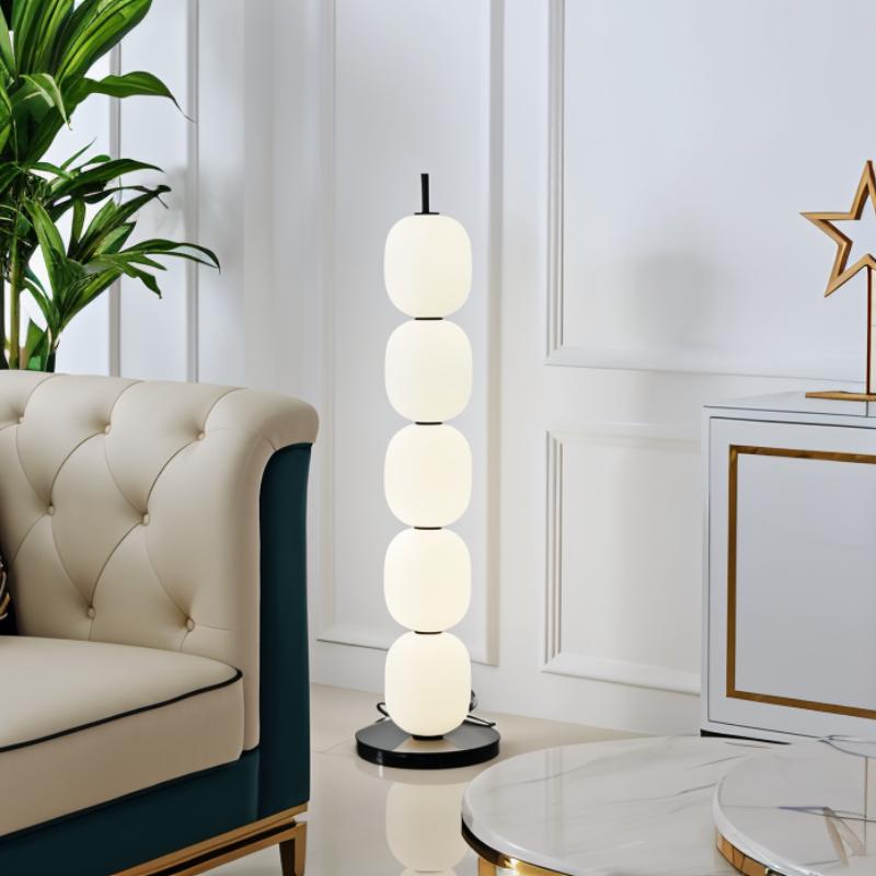 Japandi Textured Beaded Wood Floor Lamp – Beaded