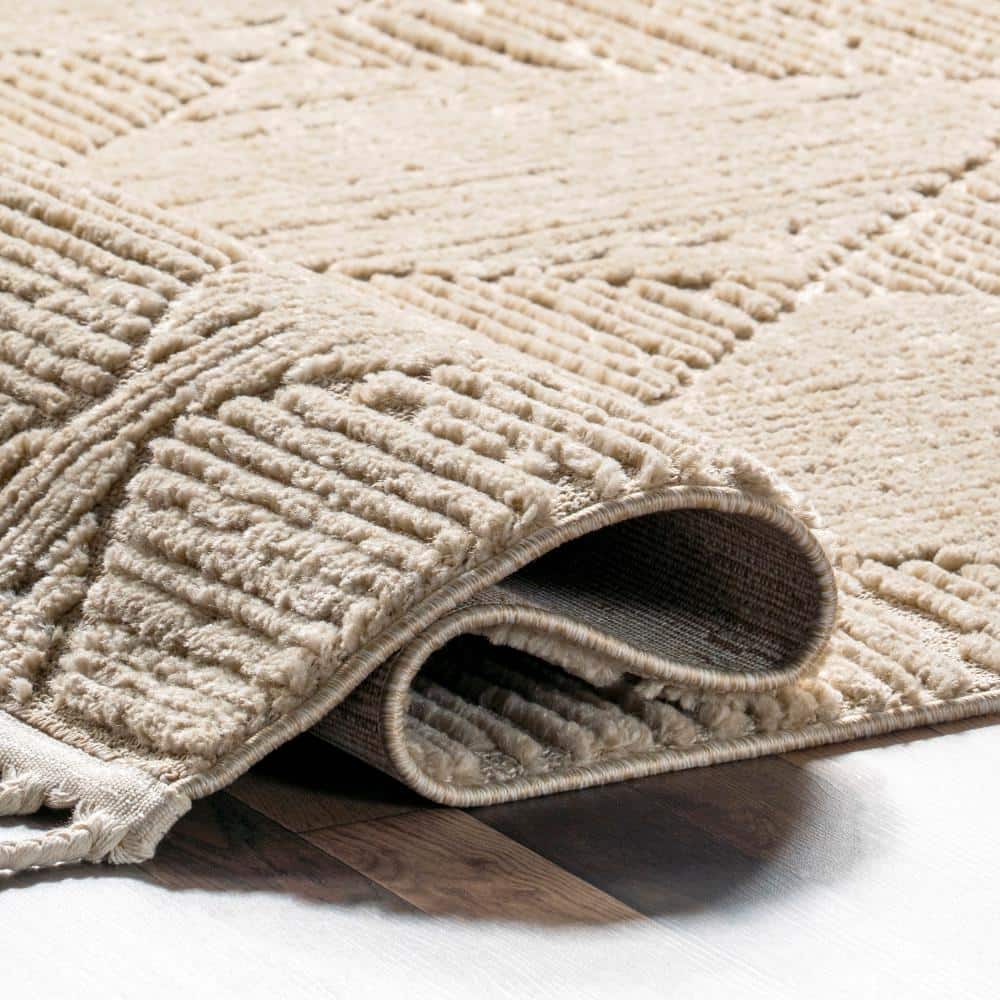 Japandi Beige Tiled Trellis Rug