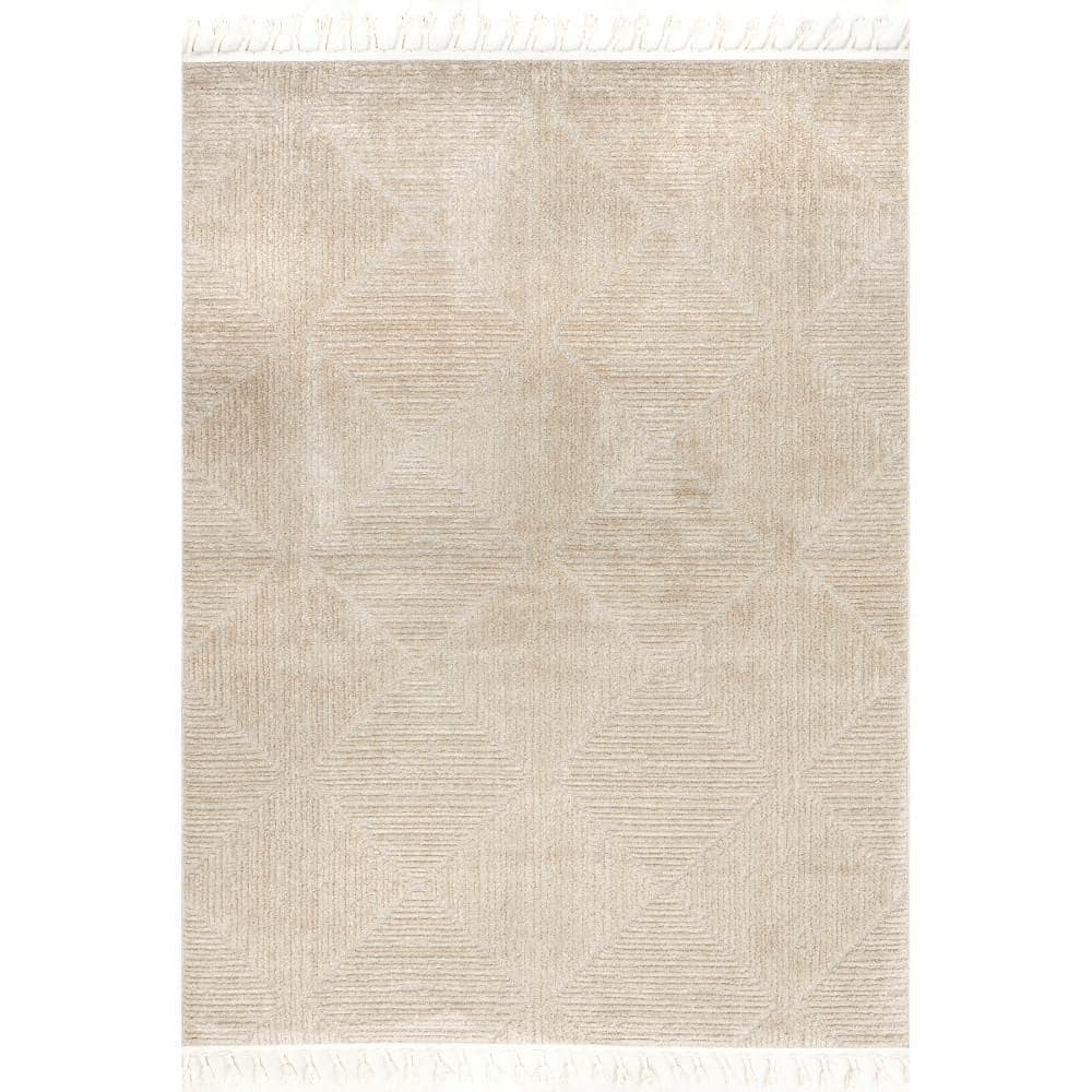 Japandi Beige Tiled Trellis Rug