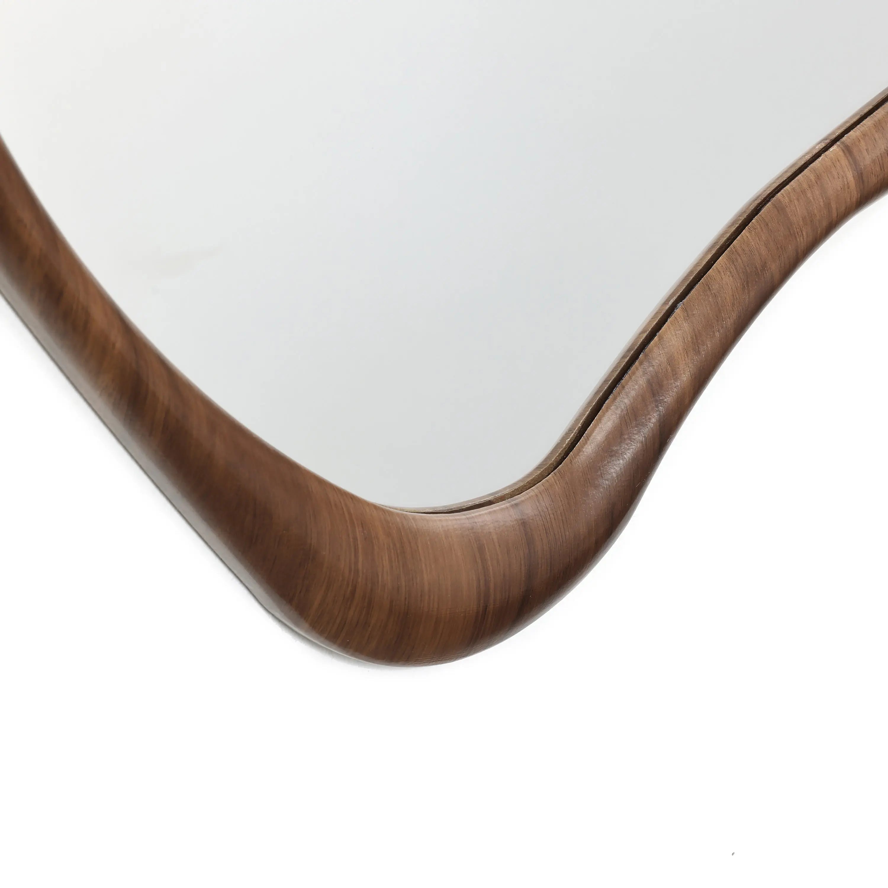 Japandi Rectangular Brown Wood Wall Mirror