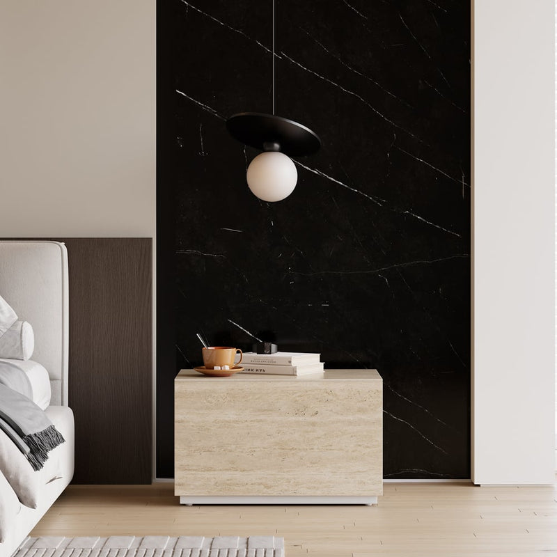 Japandi Travertine Nightstand