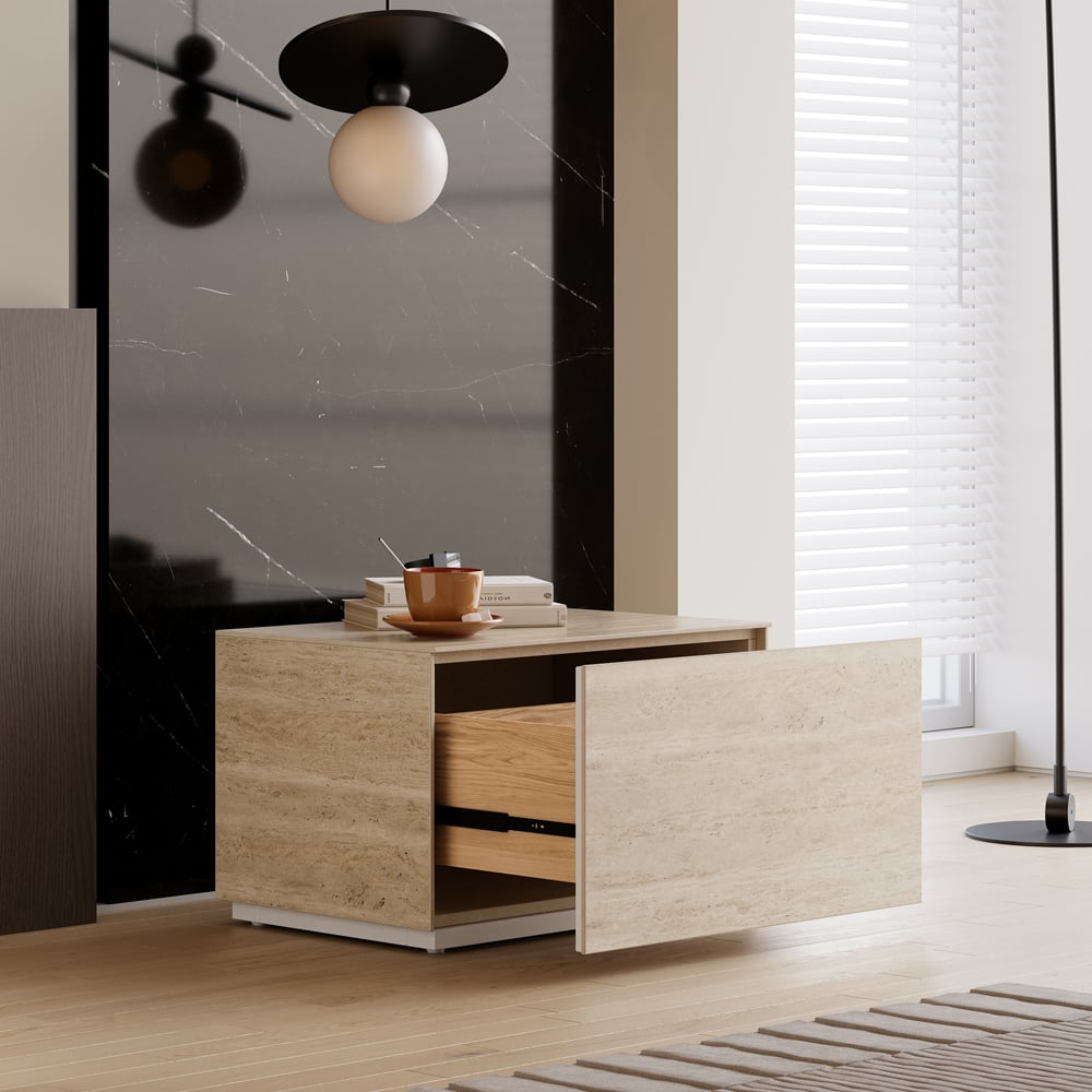 Japandi Travertine Nightstand