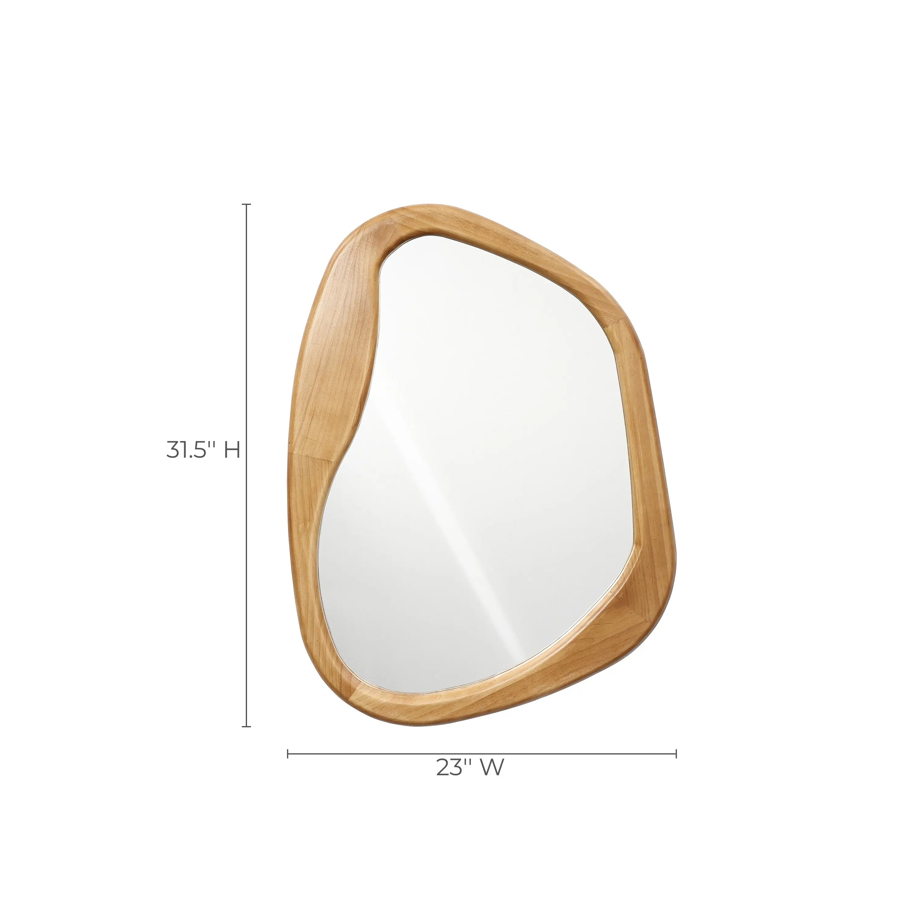 Japandi Oblong Organic Pine Wood Wall Mirror