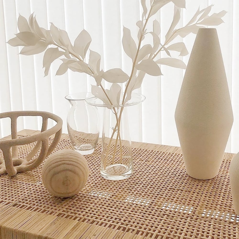 Japandi Woven Rattan Bench