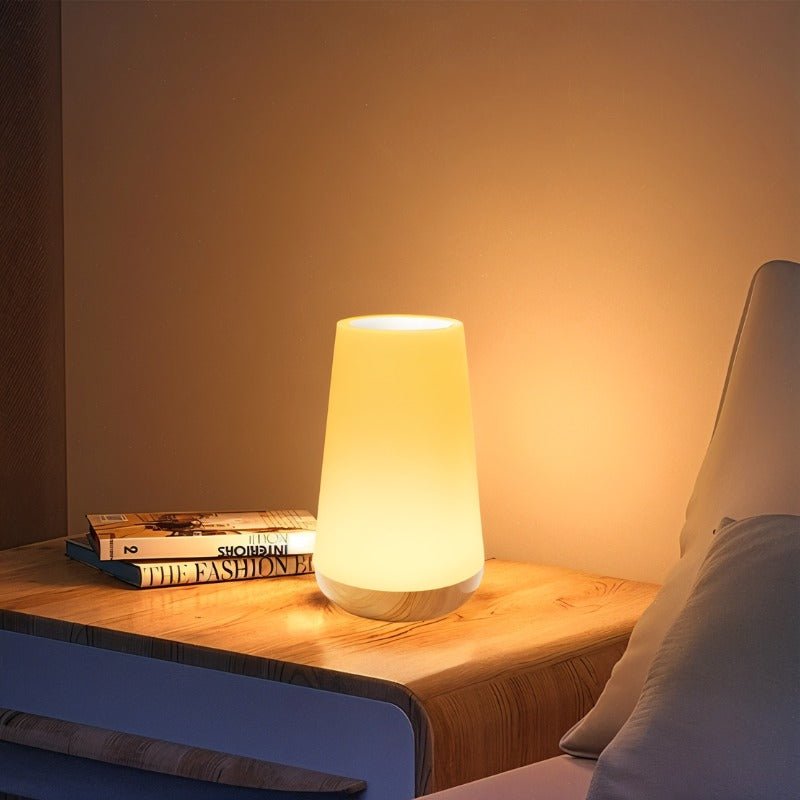 Japandi Linen Shade Table Lamp With Curved Form – Halina