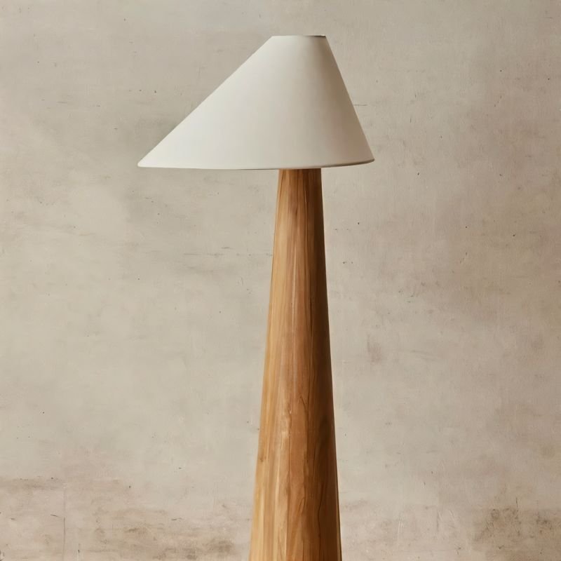 Japandi Solid Oak Floor Lamp With Clean Lines – Holza