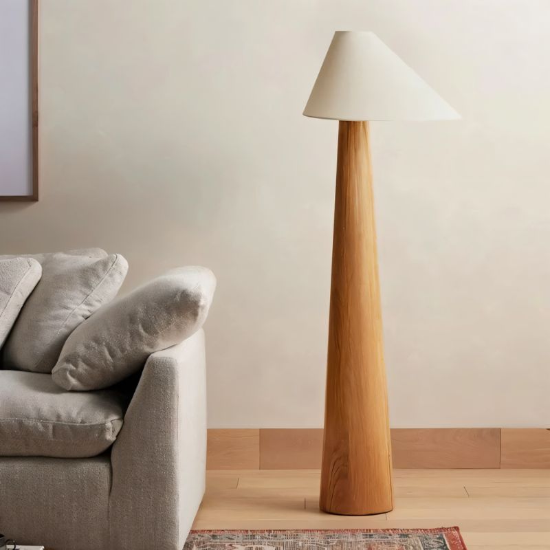 Japandi Solid Oak Floor Lamp With Clean Lines – Holza